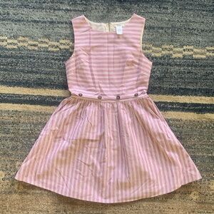 Easley pink and white striped button mini dress detachable skirt